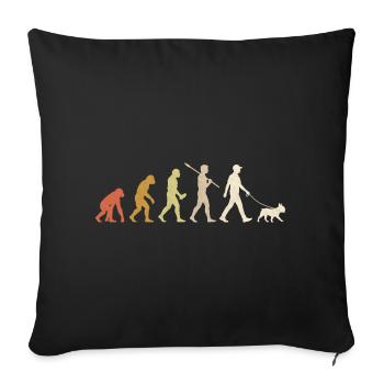 French Bulldog Evolution Funny Frenchie Gift - Sofa pillowcase 17,3'' x 17,3'' (45 x 45 cm) - black - Front