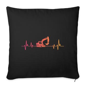 Sunset Excavator Heartbeat Excavator Excavator - Sofa pillowcase 17,3'' x 17,3'' (45 x 45 cm) - black - Front