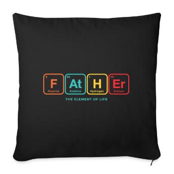 Père Tableau périodique Don de Papa - Housse de coussin décorative 45 x 45 cm - noir - Devant