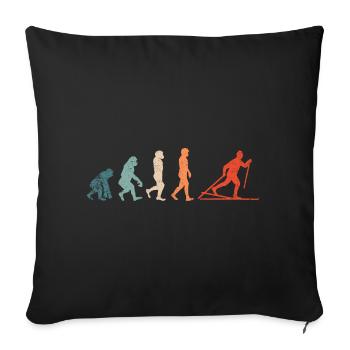 EVOLUTION Langlauf Ski Skifahrer Retro Vintage - Sofakissenbezug 45 x 45 cm - Schwarz - Vorne