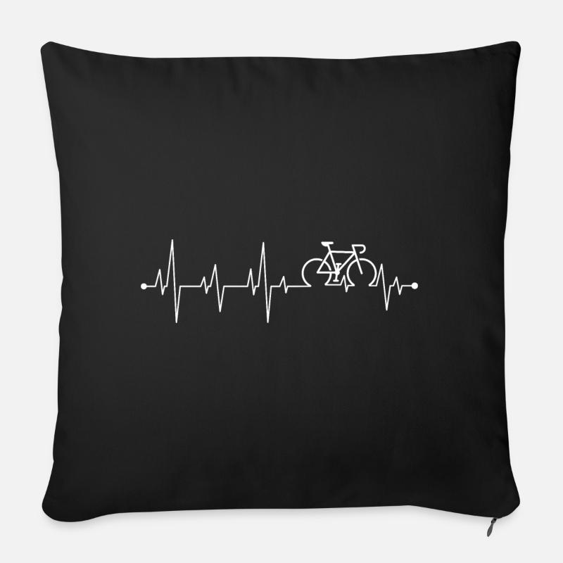 Fahrrad Herzschlag Strichzeichnungen - Sofakissenbezug 45 x 45 cm - Schwarz