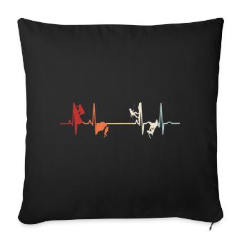 Mountaineering Retro Bouldering Mountain Climbing EKG Pulse - Sofa pillowcase 17,3'' x 17,3'' (45 x 45 cm) - black - Front