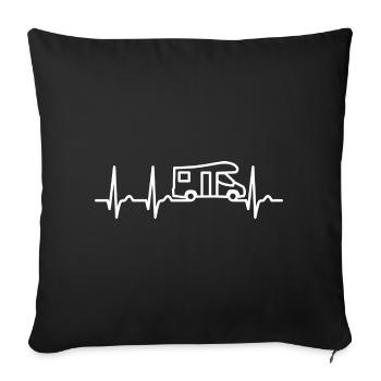 Heart Curve - Pulse - Camping - ECG Camper Caravan - Sofa pillowcase 17,3'' x 17,3'' (45 x 45 cm) - black - Front