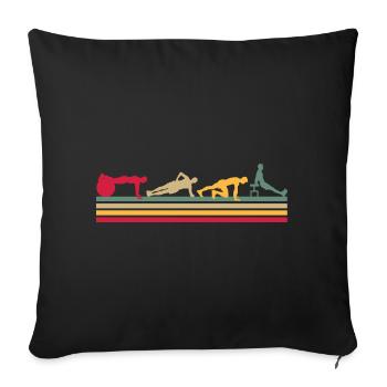 Fitness Vintage Design Plank Muscles Sport - Sofa pillowcase 17,3'' x 17,3'' (45 x 45 cm) - black - Front