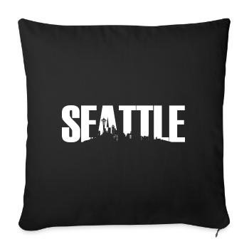 SEATTLE, Washington, USA, Skyline - Sofa pillowcase 17,3'' x 17,3'' (45 x 45 cm) - black - Front