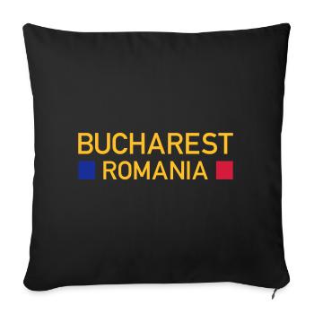 Bucharest, Romania (two squares) - Sofa pillowcase 17,3'' x 17,3'' (45 x 45 cm) - black - Front