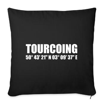 Tourcoing Koordinaten - Sofakissenbezug 45 x 45 cm - Schwarz - Vorne