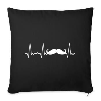 Heartbeat mustache - Sofa pillowcase 17,3'' x 17,3'' (45 x 45 cm) - black - Front