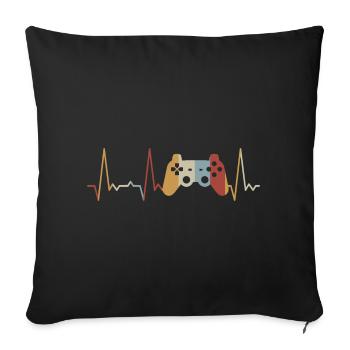 Herzschlag Game Controller - Sofakissenbezug 45 x 45 cm - Schwarz - Vorne