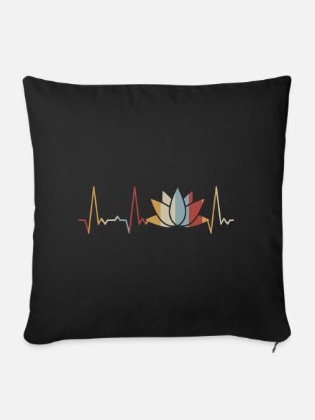 Herzschlag Lotus - Sofakissenbezug 45 x 45 cm - Schwarz