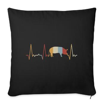 Heartbeat pig - Sofa pillowcase 17,3'' x 17,3'' (45 x 45 cm) - black - Front