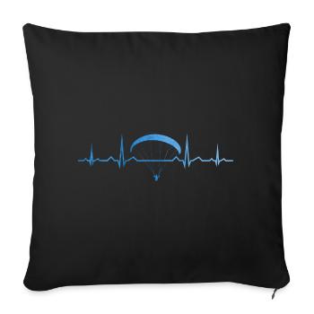 Men's Women Paragliding Paragliding - Sofa pillowcase 17,3'' x 17,3'' (45 x 45 cm) - black - Front