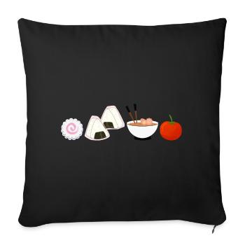 NaruSasu SasuNaru design mit Ramen, Onigiri Tomate - Sofakissenbezug 45 x 45 cm - Schwarz - Vorne