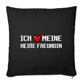 J’aime ma petite amie chaude fille de jeu chaud - Housse de coussin décorative 45 x 45 cm - noir - Devant