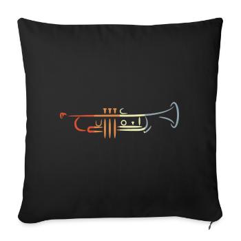 Vintage Trumpet Drawing - Sofa pillowcase 17,3'' x 17,3'' (45 x 45 cm) - black - Front
