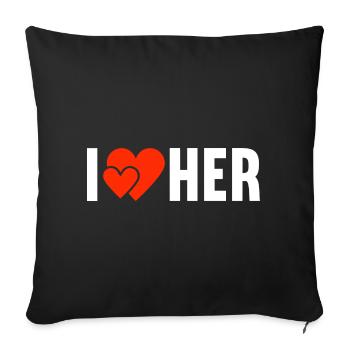 I love her Ich liebe Sie die Liebe - Sofa pillowcase 17,3'' x 17,3'' (45 x 45 cm) - black - Front