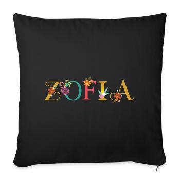 Le nom ZOFIA est décoré de fleurs - Housse de coussin décorative 45 x 45 cm - noir - Devant