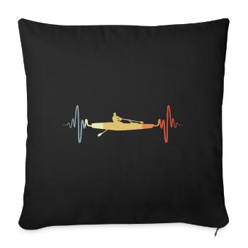 Croquis de bateau à rames vintage - Housse de coussin décorative 45 x 45 cm - noir - Devant