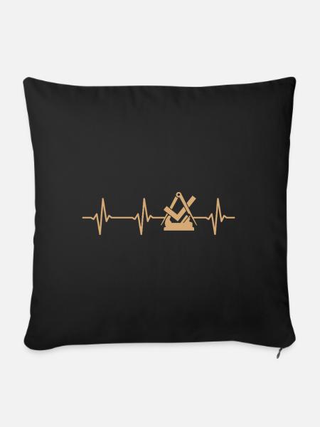 Tischler Schreiner Zunftzeichen Herzschlag - Sofakissenbezug 45 x 45 cm - Schwarz