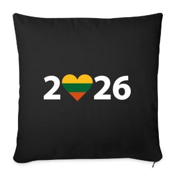 I love Lithuania 2026, vacation in Lithuania 2026 - Sofa pillowcase 17,3'' x 17,3'' (45 x 45 cm) - black - Front