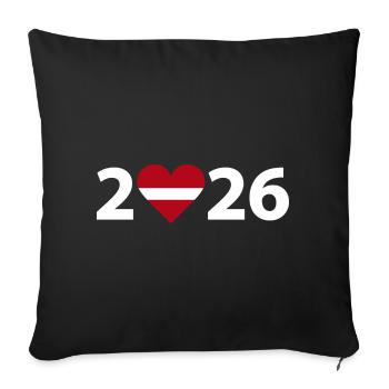 J’aime Lettonie 2026, Lettonie 2026 - Housse de coussin décorative 45 x 45 cm - noir - Devant