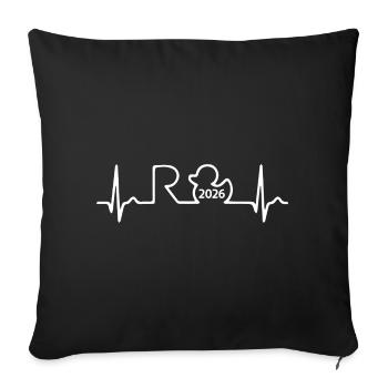 Rentner EKG Herzschlag Ruhestand Rente 2026 - Sofakissenbezug 45 x 45 cm - Schwarz - Vorne