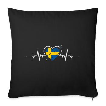 Sweden Heart Heartbeat Flag Gift - Sofa pillowcase 17,3'' x 17,3'' (45 x 45 cm) - black - Front