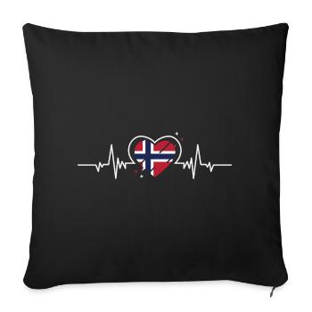Norway Heart Heartbeat Flag Gift - Sofa pillowcase 17,3'' x 17,3'' (45 x 45 cm) - black - Front