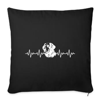 Battement cardiaque ECG Golden Retriever - Housse de coussin décorative 45 x 45 cm - noir - Devant