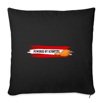 Powered By Schnitzel Austria Humor Shirt - Sofa pillowcase 17,3'' x 17,3'' (45 x 45 cm) - black - Front