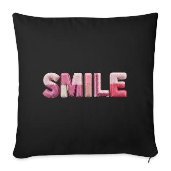 Plush Smile Lettering Patchwork Trend - Sofa pillowcase 17,3'' x 17,3'' (45 x 45 cm) - black - Front