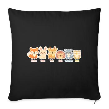 Niedliche Waldtiere Serie im Clipart-Stil - Sofakissenbezug 45 x 45 cm - Schwarz - Vorne