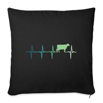 vache battement de coeur vaches agriculteur - Housse de coussin décorative 45 x 45 cm - noir - Devant