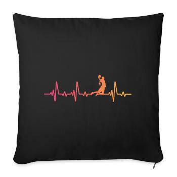 Basketball sunset heartbeat player - Sofa pillowcase 17,3'' x 17,3'' (45 x 45 cm) - black - Front
