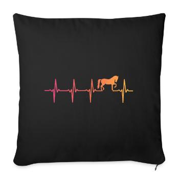 sunset cheval battement de coeur chevaux   - Housse de coussin décorative 45 x 45 cm - noir - Devant