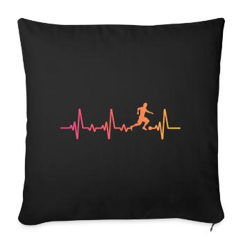 Sunset Soccer Heartbeat Fußballer Fußballspieler - Sofakissenbezug 45 x 45 cm - Schwarz - Vorne