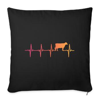 Kuh Sonnenuntergang Herzschlag Kuh Bauer - Sofakissenbezug 45 x 45 cm - Schwarz - Vorne