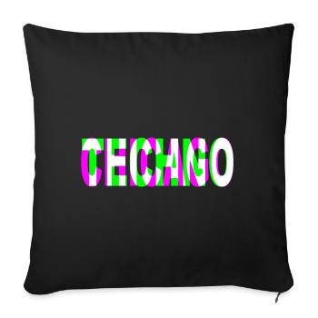techno chicago DJ Raver Logo - Housse de coussin décorative 45 x 45 cm - noir - Devant