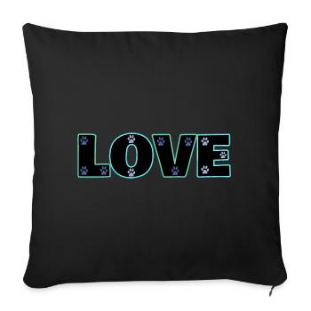 Amour pattes de chat bleu - Housse de coussin décorative 45 x 45 cm - noir - Devant