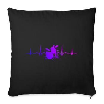 Batteur Batteur Batteur Batterie - Housse de coussin décorative 45 x 45 cm - noir - Devant