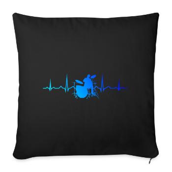 Batteur Hommes Femmes Percussionniste Batterie - Housse de coussin décorative 45 x 45 cm - noir - Devant