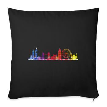 London England UK Stadt Skyline Pixel Bunt - Sofakissenbezug 45 x 45 cm - Schwarz - Vorne