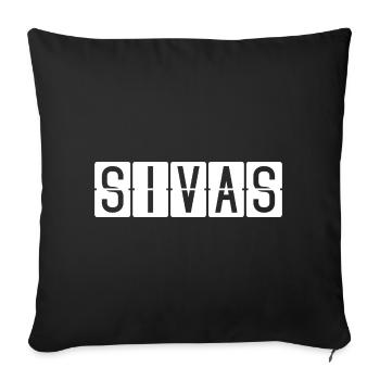 Siva's airport sign - Sofa pillowcase 17,3'' x 17,3'' (45 x 45 cm) - black - Front