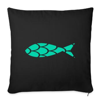 SARDINE. FISH. APRIL FOOL. EASTER. SEA - Sofa pillowcase 17,3'' x 17,3'' (45 x 45 cm) - black - Front