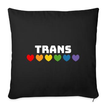 Rainbow heart trans white - Sofa pillowcase 17,3'' x 17,3'' (45 x 45 cm) - black - Front