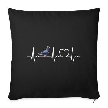 Pigeon whisperer pigeon pigeons heart curve ECG - Sofa pillowcase 17,3'' x 17,3'' (45 x 45 cm) - black - Front
