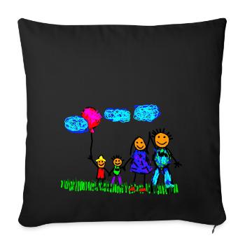 happy family - Sofa pillowcase 17,3'' x 17,3'' (45 x 45 cm) - black - Front
