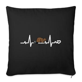 Beaver Heartbeat ECG Frequency Beat Pulse Heart Line - Sofa pillowcase 17,3'' x 17,3'' (45 x 45 cm) - black - Front