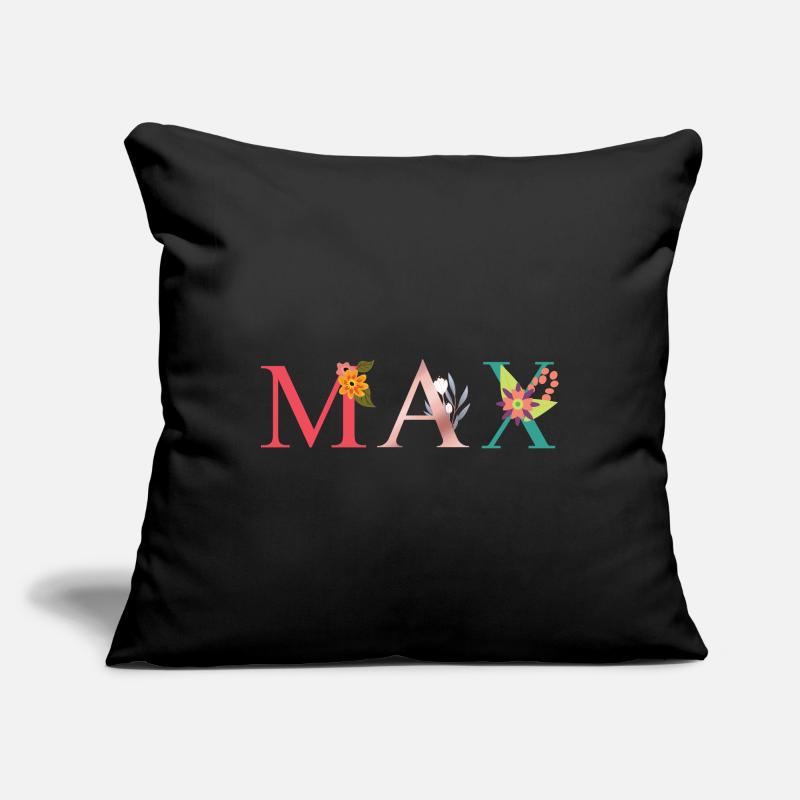 MAX Name Art avec fleurs brodées Housse de coussin décorative 45 x 45 cm