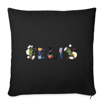 Le nom FELIX décoré de fleurs - Housse de coussin décorative 45 x 45 cm - noir - Devant